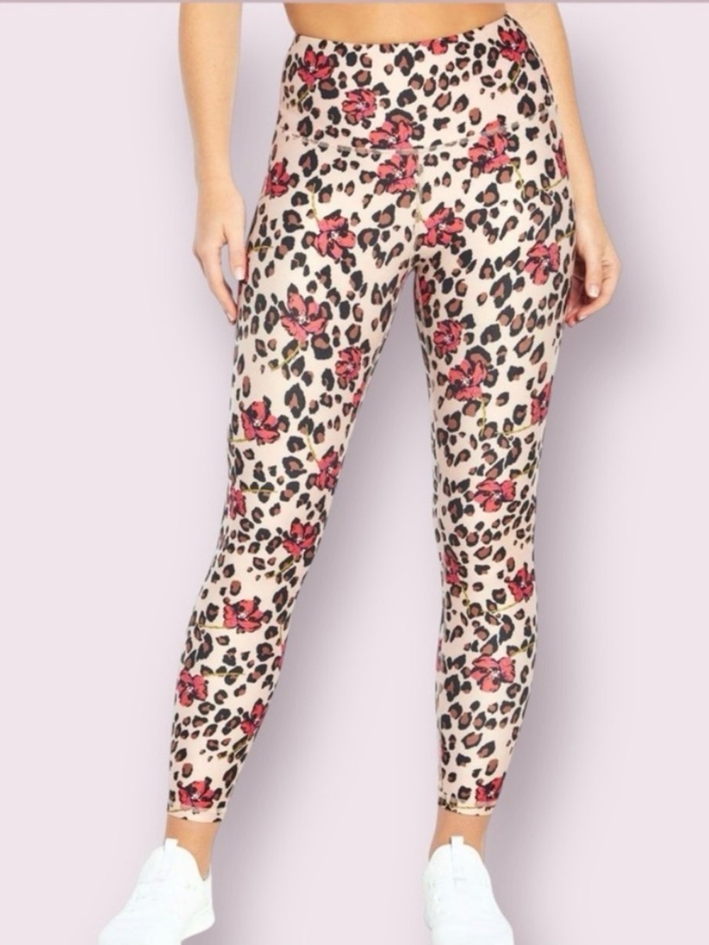 Wildfox Pink Floral Leopard High-Waist Leggings